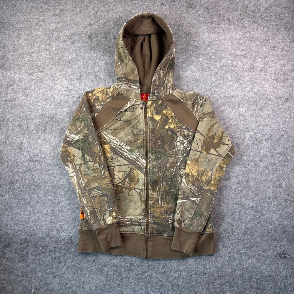SHE Outdoor Realtree Xtra Camo Full Zip Hoodie Women Small Hunting Jacket Brown
